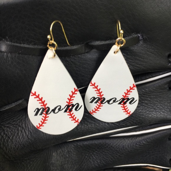 Baseball Mom - Leather Earrings - Picture 2 of 2